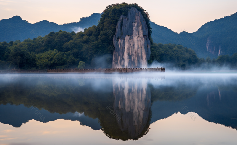 山峰水面折射电影感风景,高清,摄影图,摄影图片,图片大全,摄影图免费下载